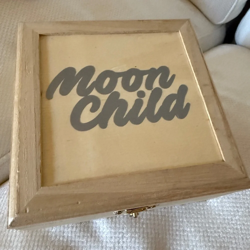 New custom made moon child 6” wood trinket box wooden